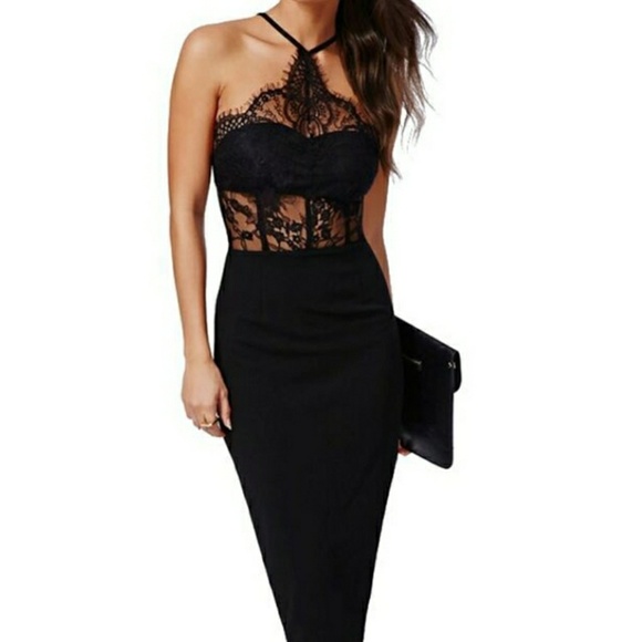 MK Boutique Dresses & Skirts - Last S•Black Lace Midi Bandage Dress